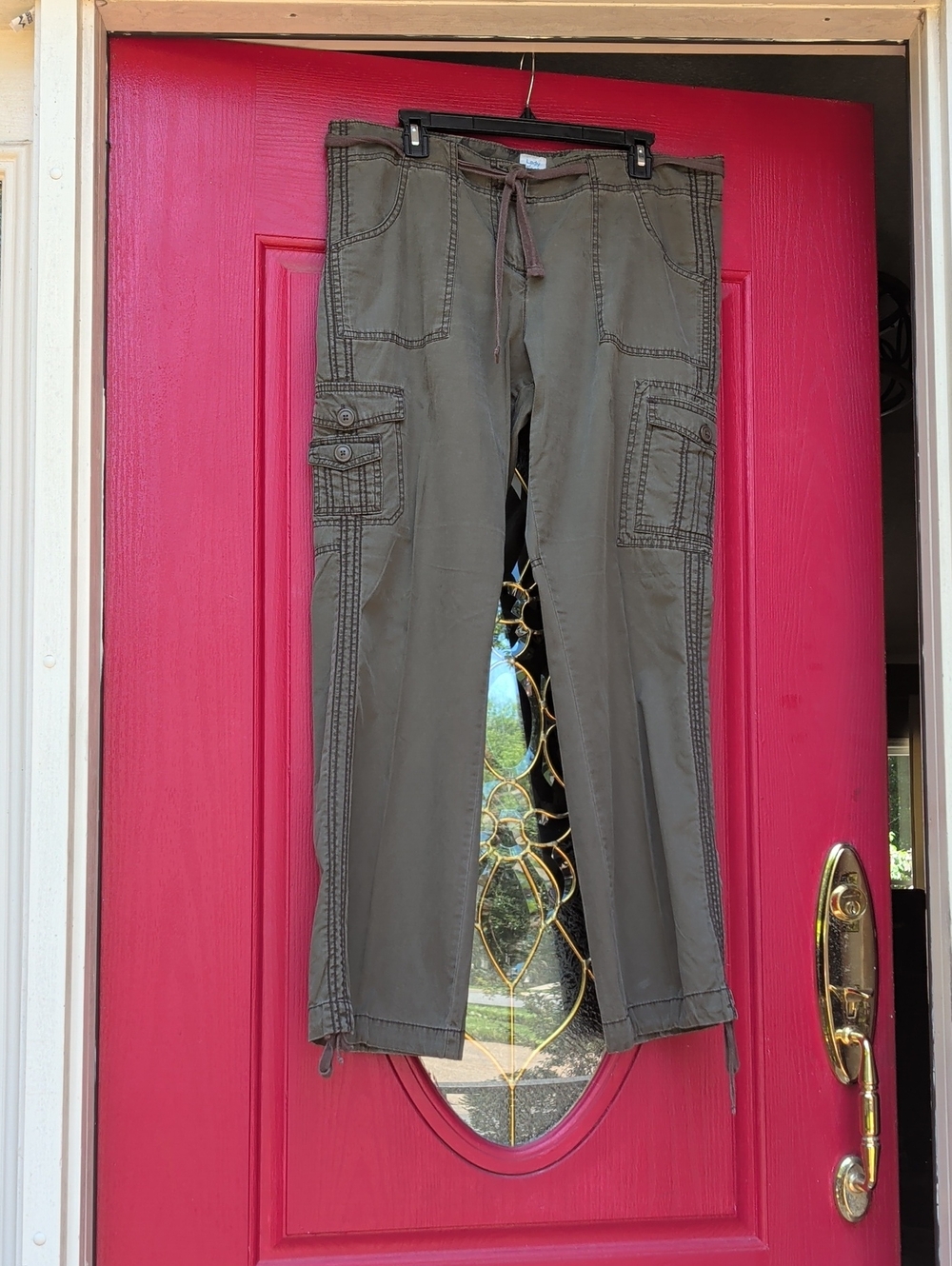 Women's Olive Cargo Drawstring Pants
